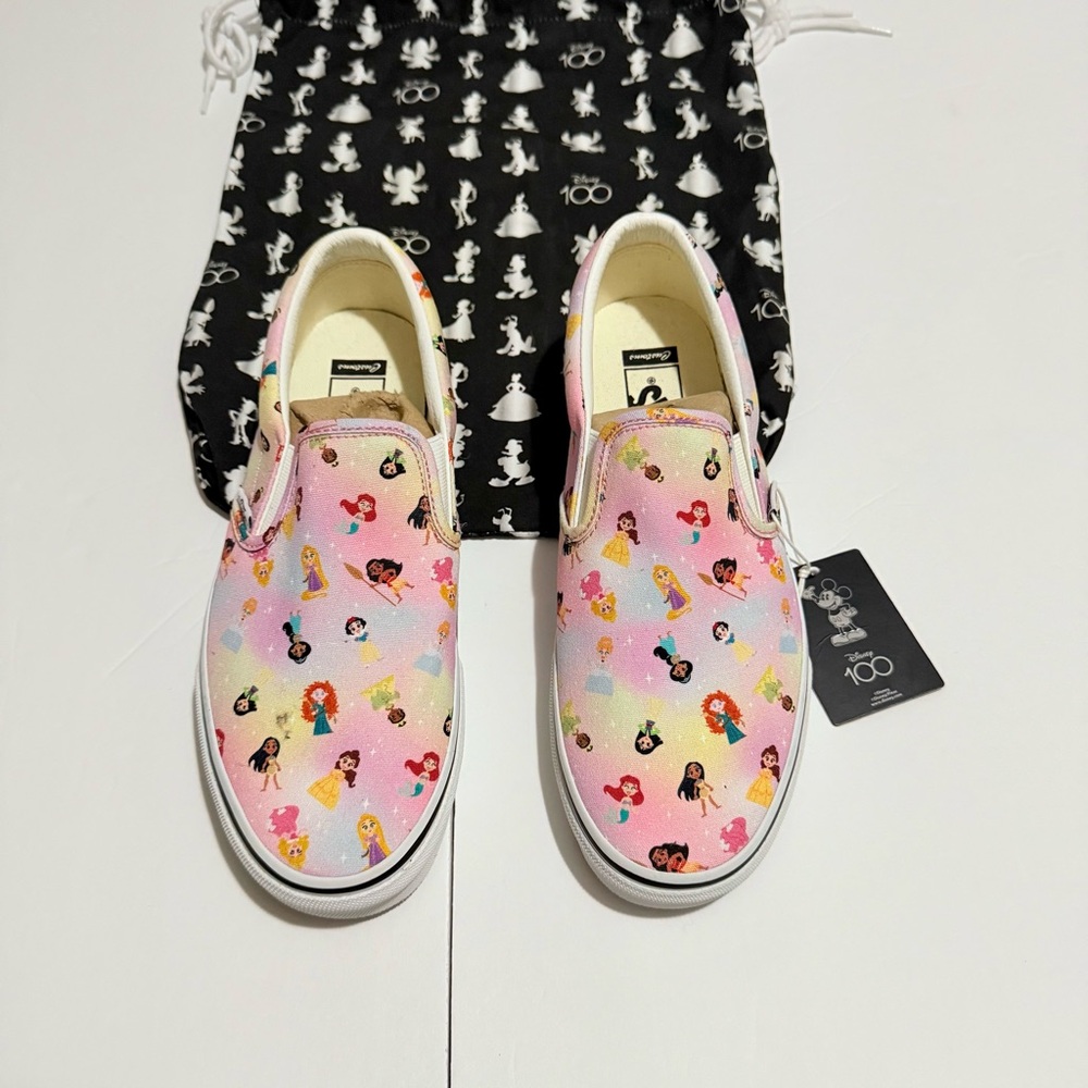 VANS x Disney 100 Pink Princess Icons Slip Ons Shoes  Men 8.5 Women 10